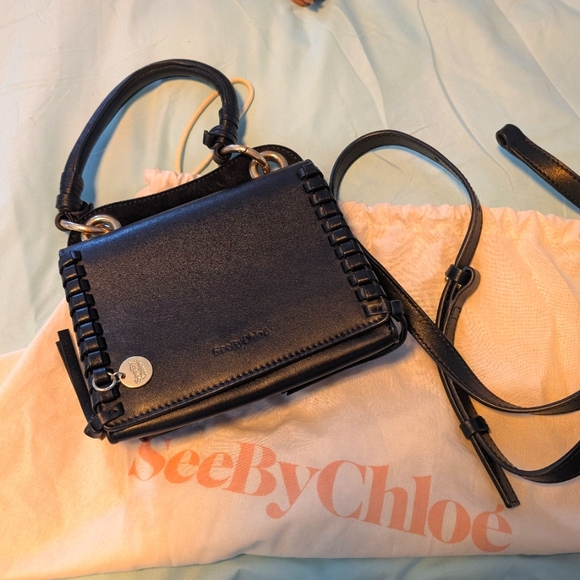 See By Chloe Black Leather Mini Tilda Crossbody Bag